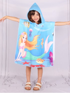 Kids Mermaid Patterned Hoodie Towel